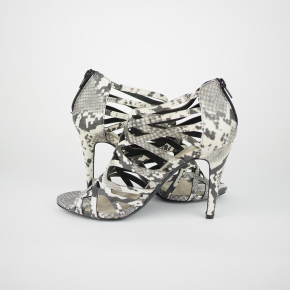 MADDEN GIRL Women's 7.5 Gray & beige snake print high heel sandals shoes DALISSA - Picture 7 of 11